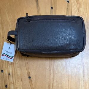 Brown Leather Men's Toiletry Bag